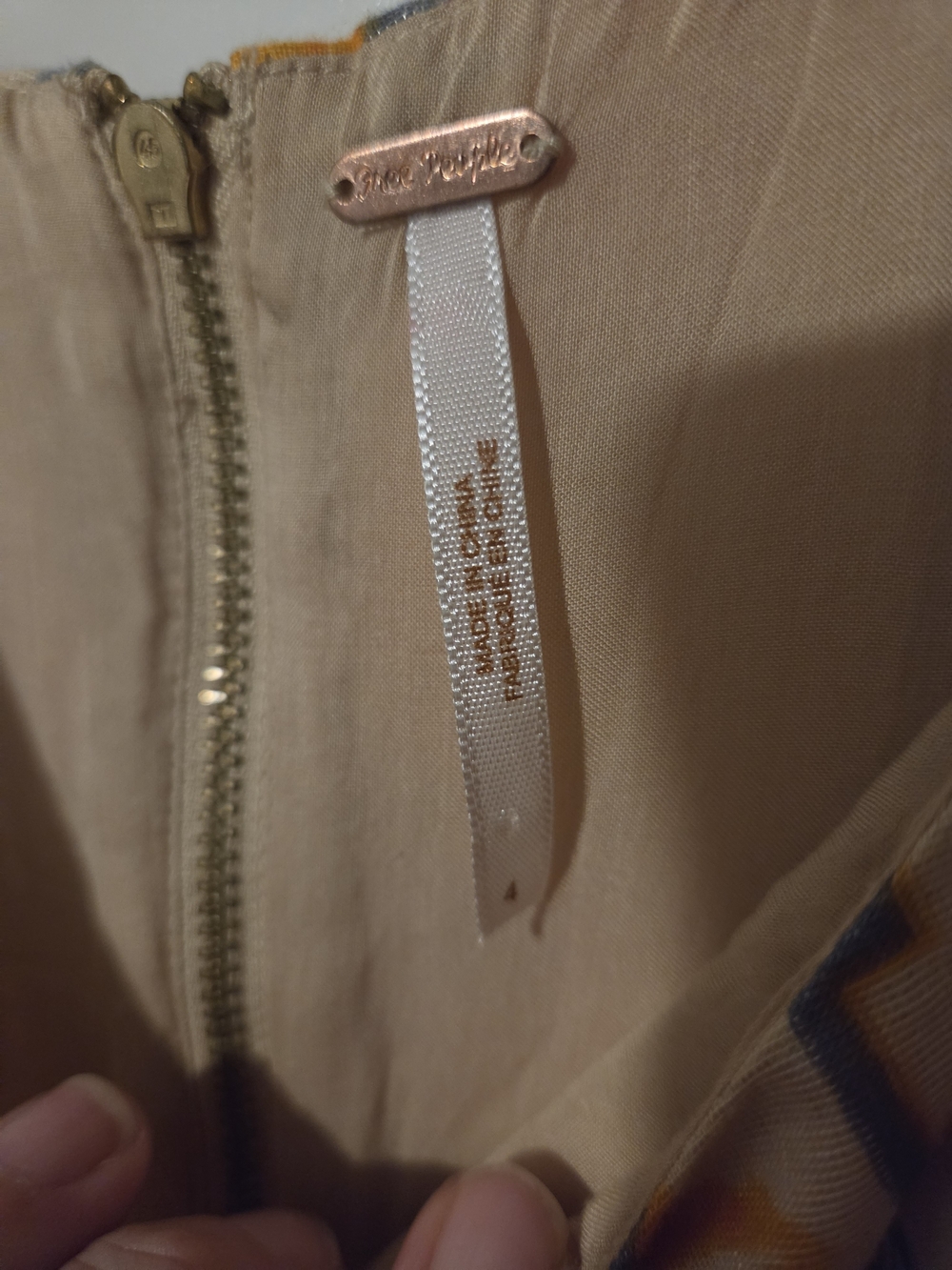 Free People Beige Linen Mini Dress with Orange & Pink Floral Embroidery NWOT! - Picture 8 of 10